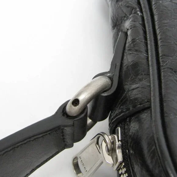 GUCCI Black Leather Messenger Shoulder Bag - Picture 11 of 14